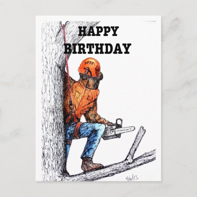 Aborist Tree surgeon Birthday present gift. Postca Postcard (Front)