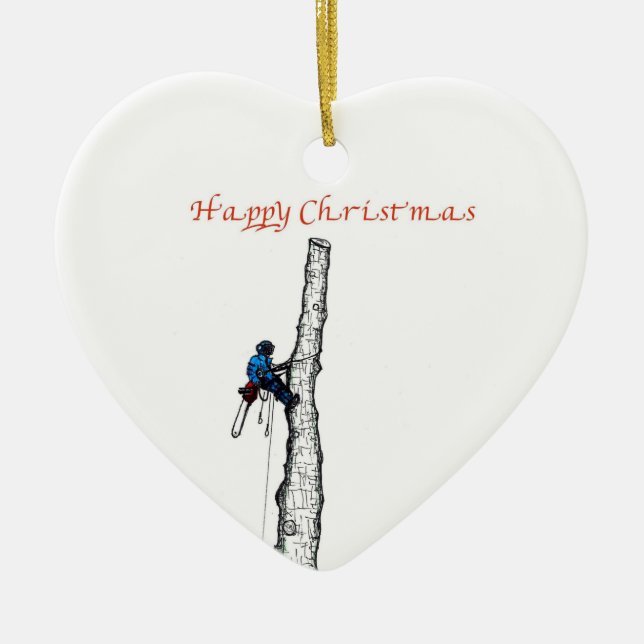 Aborist Tree surgeon christmas present gift Ceramic Ornament (Front)