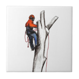 Aborist Tree surgeon christmas present gift Ceramic Tile