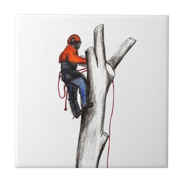Aborist Tree surgeon christmas present gift Ceramic Tile (Front)