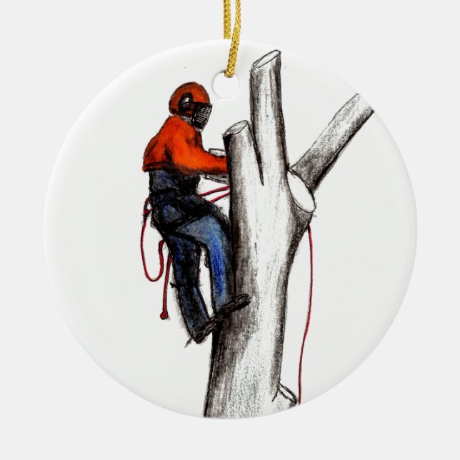 Aborist Tree surgeon christmas present gift Ceramic Tree Decoration (Front)