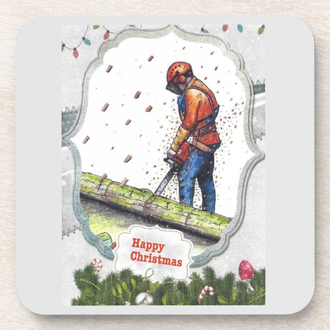 Aborist Tree surgeon christmas present gift Coaste Coaster (Front)