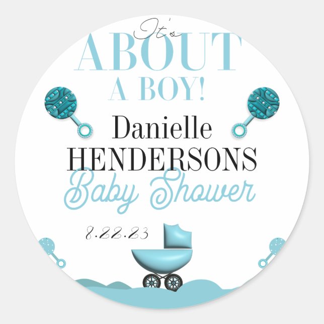 About a Boy Baby Shower Invitation Sticker (Front)