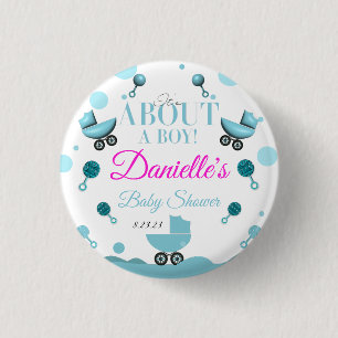 About a Boy Baby Shower Invite Invitation Gift Bag 3 Cm Round Badge
