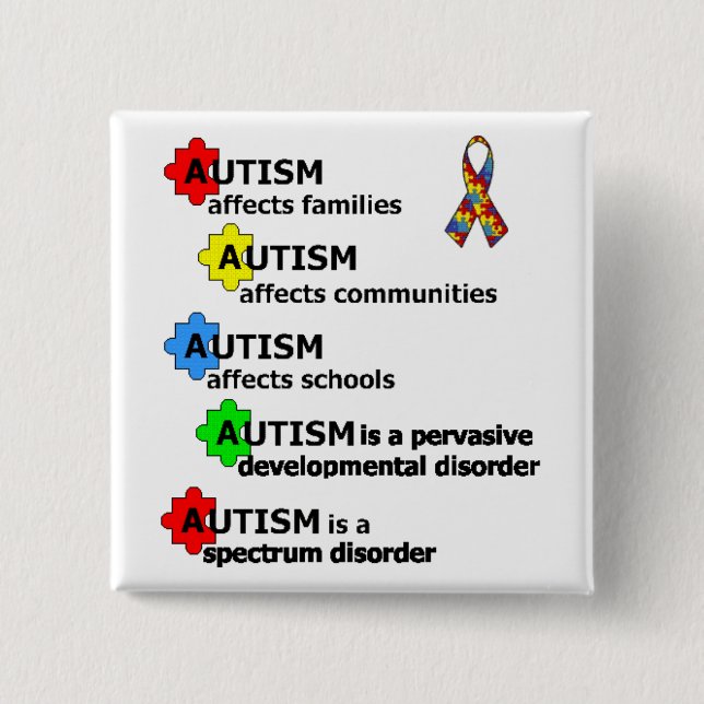 ABOUT AUTISM 15 CM SQUARE BADGE (Front)