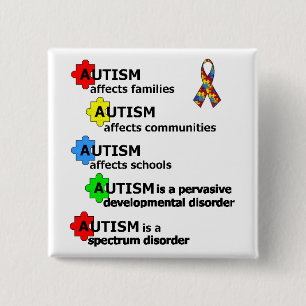 ABOUT AUTISM 15 CM SQUARE BADGE