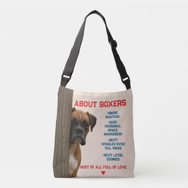 About Boxers Funny & Loving Boxer Dog Quote Design Crossbody Bag (Front)