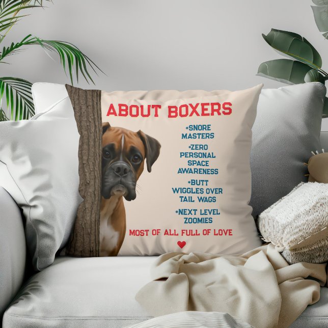 About Boxers Funny & Loving Boxer Dog Quote Design Cushion (Creator Uploaded)