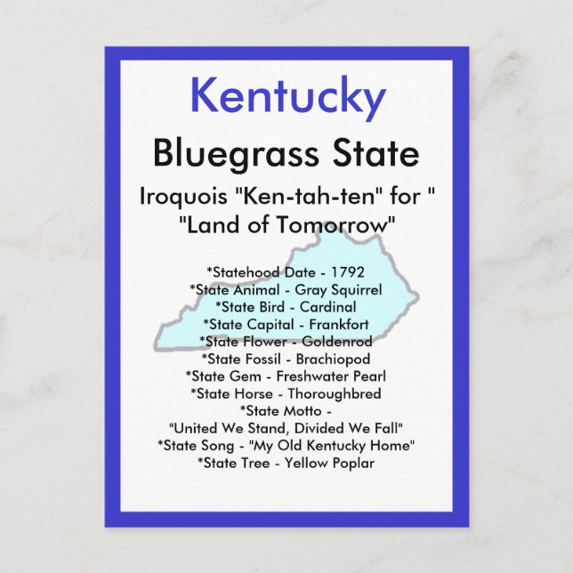 About Kentucky Postcard (Front)