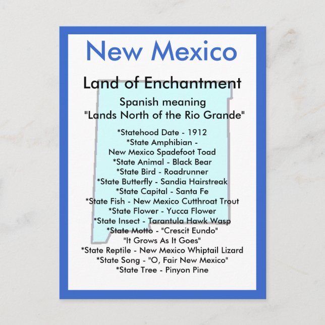 About New Mexico Postcard (Front)