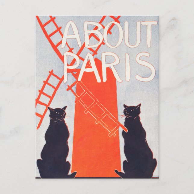 About Paris -Edward Penfield- Vintage Cat Art Crop Postcard (Front)