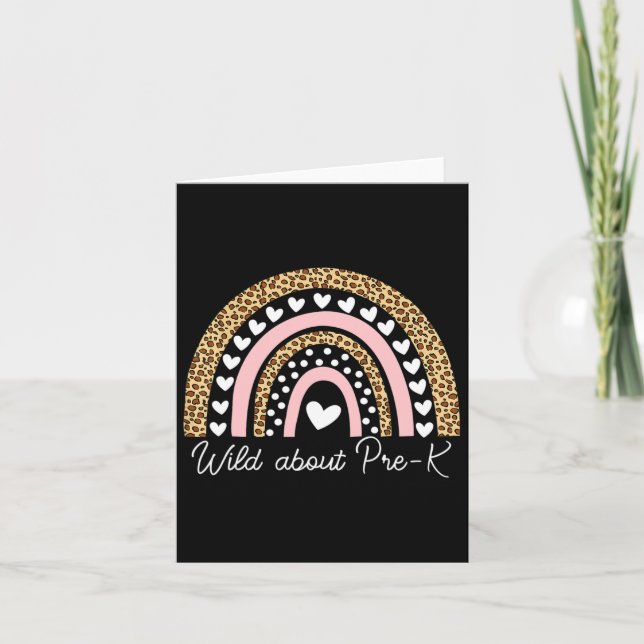About Pre-k Leopard Rainbow Teacher Back To School Card (Front)