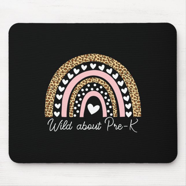 About Pre-k Leopard Rainbow Teacher Back To School Mouse Pad (Front)