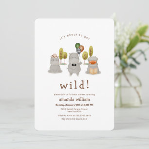 About To Get Wild Jungle Safari Hippo Baby Shower  Invitation