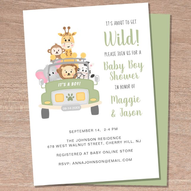 About To Get Wild Safari Baby Boy Couple Shower Invitation (Creator Uploaded)