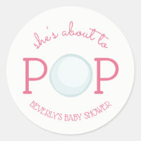 About to Pop Bubble Baby Shower Sticker Pink