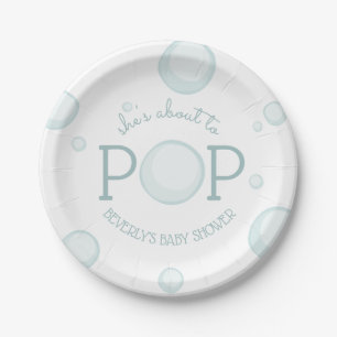About to Pop Bubbles Baby Shower Paper Plate