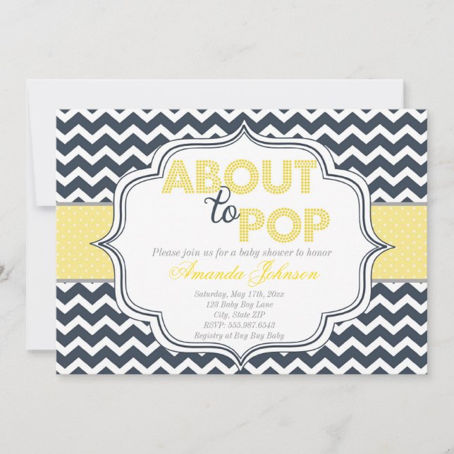 About to Pop Chic Chevron Baby Shower Invitation (Front)