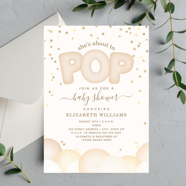 About to Pop Neutral Balloons Invitation (Creator Uploaded)