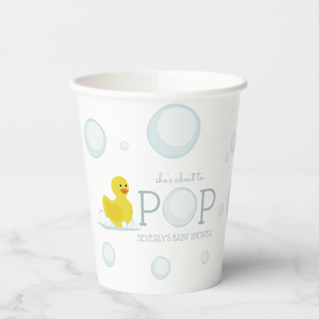 About To Pop Rubber Duck Bubbles Baby Shower Paper Cups (Left)