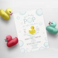 About To Pop Rubber Duck Bubbles Blue Baby Shower