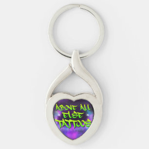 Above All Else Tattoos Metal Heart Keychain