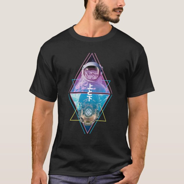 Above And Below Astronaut Space Helmet Diver Divin T-Shirt (Front)