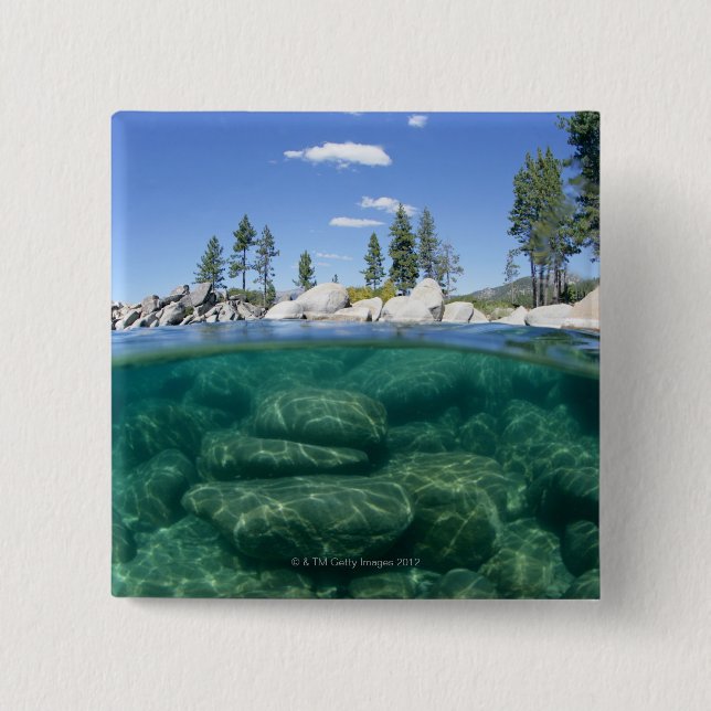 Above and below Lake Tahoe 15 Cm Square Badge (Front)