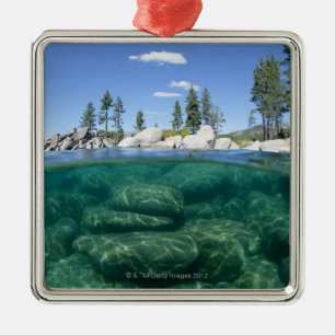 Above and below Lake Tahoe Metal Tree Decoration