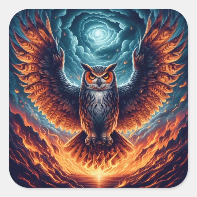 Above and Below - Wise Owl Art Square Sticker (Front)