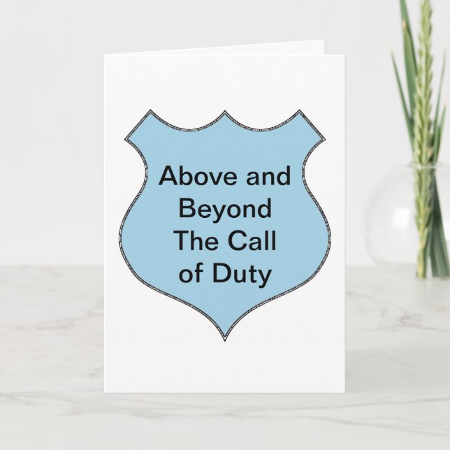 Above and Beyond the Call of Duty Badge Thank You Card (Front)