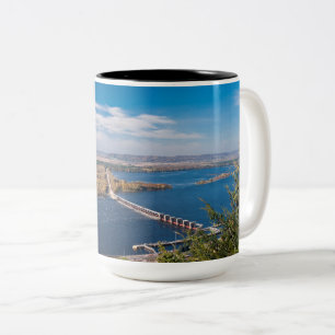 Above Mississippi River and Dam at Alma Two-Tone Coffee Mug