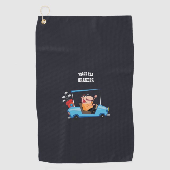 Above PAR GRANDPA - Funny Golf Grandfather Golfer Towel (Front)
