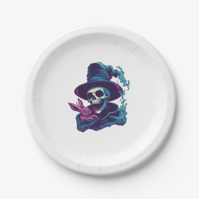 Abra-Cadabra Bones � Funny Magic Skull Paper Plate (Front)