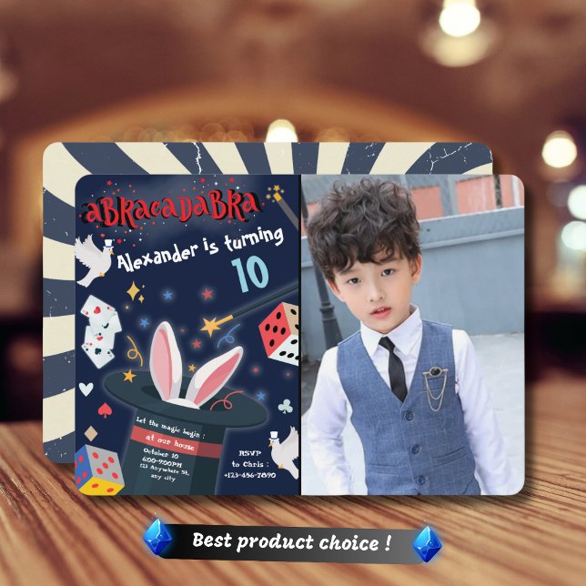 Abracadabra Birthday Magic Party Magician Photo  Invitation (Creator Uploaded)