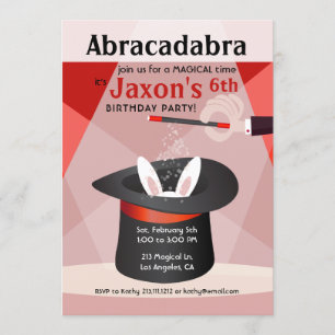 Abracadabra Magician Kid Birthday Party Invitation