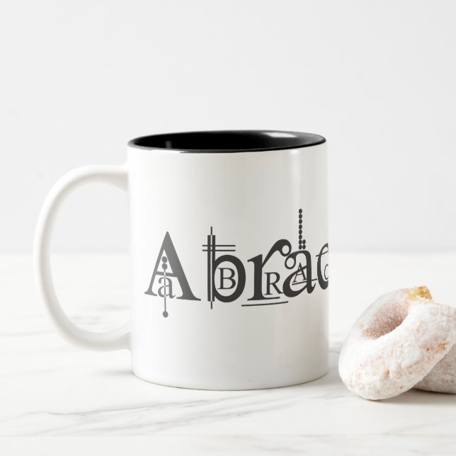 Abracadabra Text Two-Tone Coffee Mug (With Donut)