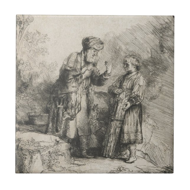 Abraham and Isaac Ceramic Tile (Front)