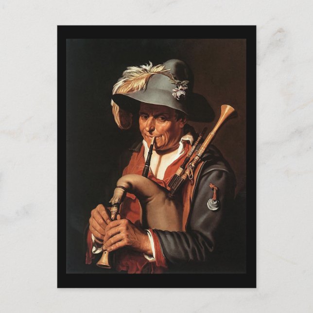 Abraham Bloemaert The Bagpiper Postcard (Front)