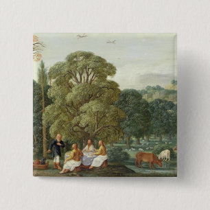 Abraham entertaining the Three Angels 15 Cm Square Badge