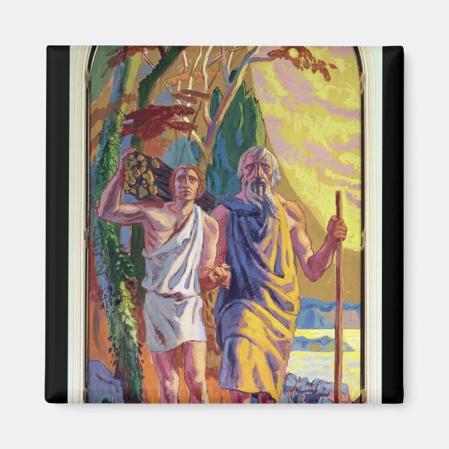 Abraham going to offer Isaac his son Magnet (Front)
