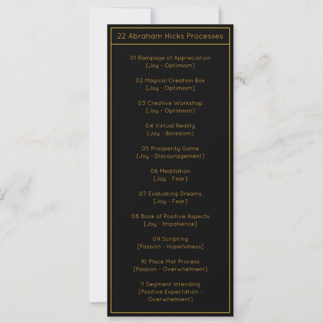 Abraham Hicks 22 LOA Processes Black Bookmark (Front)