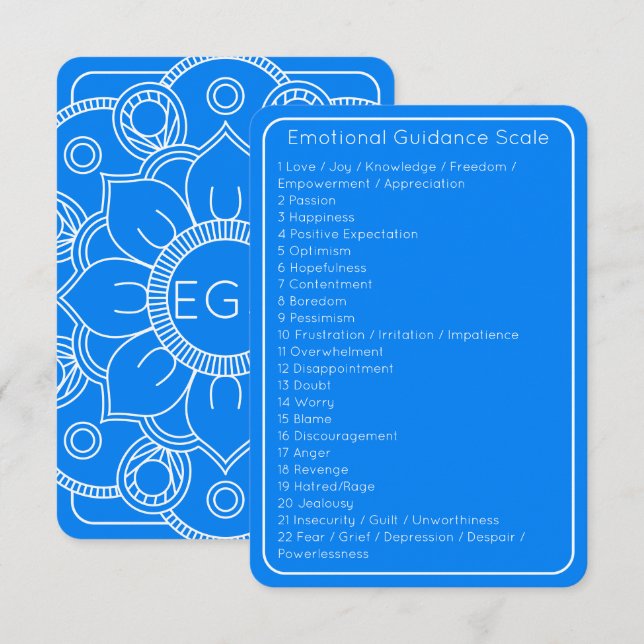 Abraham Hicks Blue Emotional Guidance Scale  Card (Front/Back)