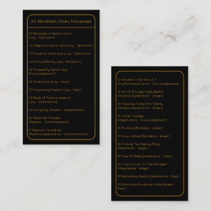 Abraham Hicks LOA 22 Processes List Black Pocket Card