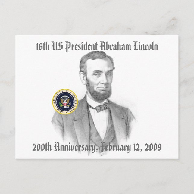 Abraham Lincoln 200th Anniversary Commemorative Postcard (Front)