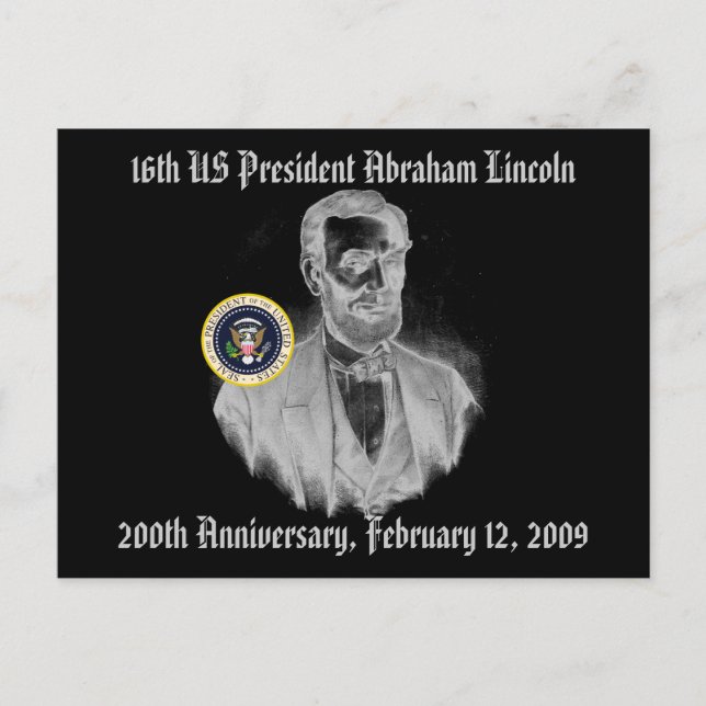 Abraham Lincoln 200th Anniversary Commemorative Postcard (Front)