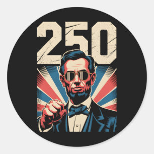 Abraham Lincoln 250th Birthday Retro Independence Classic Round Sticker