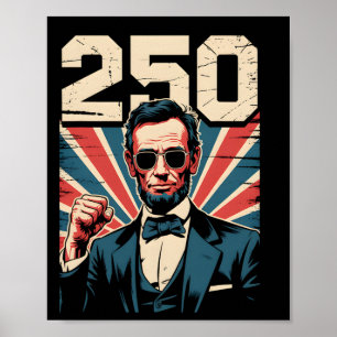 Abraham Lincoln 250th Birthday Retro Independence  Poster