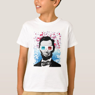 Abraham Lincoln 3D Glasses Patriotic Pop Art T-Shirt