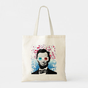 Abraham Lincoln 3D Glasses Patriotic Pop Art Tote Bag